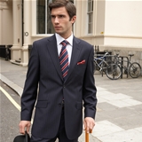 Navy Blue Chalk Stripe Two Button Classic Suit