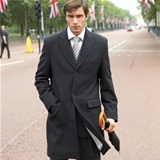 Navy Herringbone Overcoat
